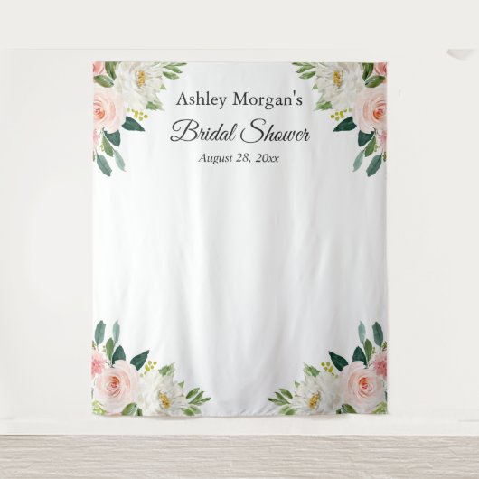 Blozende Roze Bloem Bruids Bruiloft Foto Achtergro Wandkleed (Voorkant)