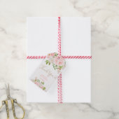 Blozende roze bloem goud dank je cadeaulabel (Met Touw)