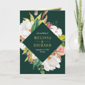 Blozende Roze Bloem Goud Smaragd QR Code Bruiloft (Voorkant)