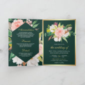 Blozende Roze Bloem Goud Smaragd QR Code Bruiloft (Binnen)