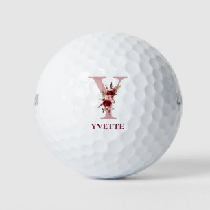 Blozende Roze Bloem Initial Y Golfballen
