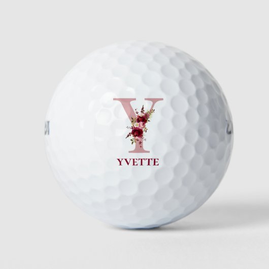 Blozende Roze Bloem Initial Y Golfballen (Voorkant)