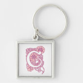 Blozende Roze Bloem Letter C Monogram | Romantisch Sleutelhanger (Voorkant)