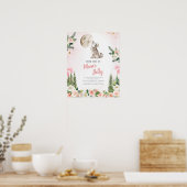 Blozende Roze Bloem Maanwoud Wolf Moeder Buik Poster (Keuken)