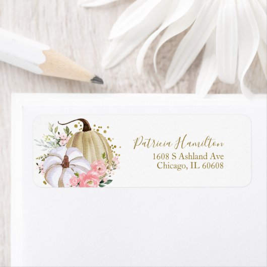 Blozende Roze Bloem Pompoen Herfst Bruids Shower Etiket (Insitu)