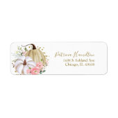 Blozende Roze Bloem Pompoen Herfst Bruids Shower Etiket (Voorkant)