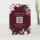 Blozende Roze Bloem QR Code Bourgondi Trouwen (Achterkant)