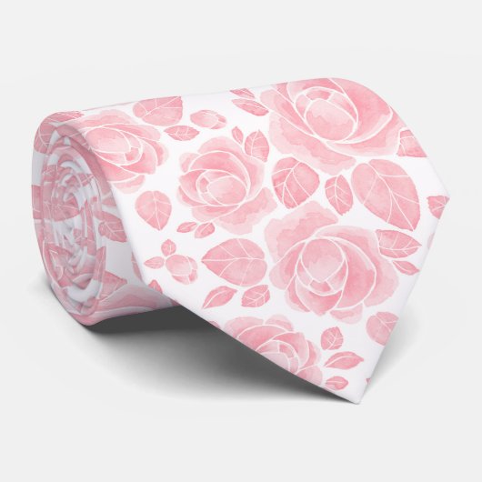 Blozende Roze Bloem Roos Patroon Nekdas Stropdas (Opgerold)