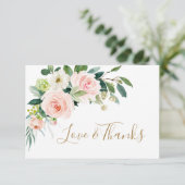 Blozende Roze Bloemen Aquarel Trouw Dank Je Wel Ka Bedankkaart (Staand voorkant)