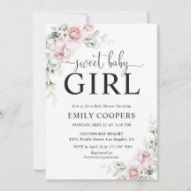 Blozende Roze Bloemen Baby Shower Uitnodiging