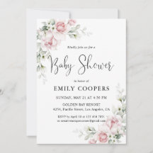 Blozende Roze Bloemen Baby Shower Uitnodiging