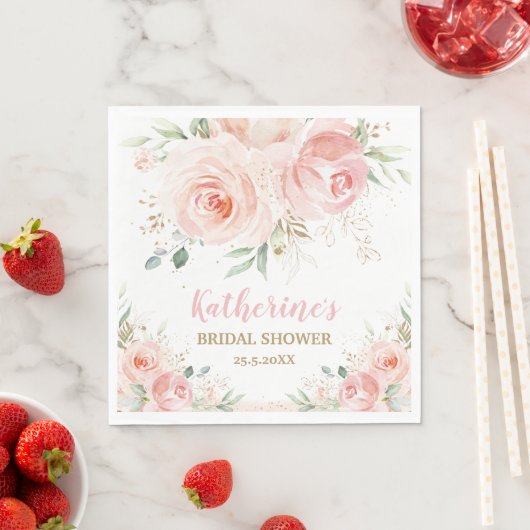 Blozende Roze Bloemen Bruids Baby Shower Verjaarda Servet (Insitu)