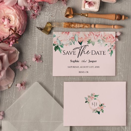 Blozende Roze Bloemen Bruiloft Platte Schoen Save The Date