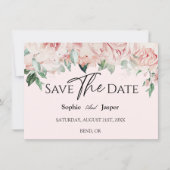 Blozende Roze Bloemen Bruiloft Platte Schoenen Bew Save The Date (Voorkant)