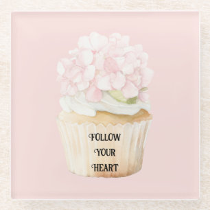 Blozende Roze Bloemen Cupcake Muffin Glazen Onderzetter
