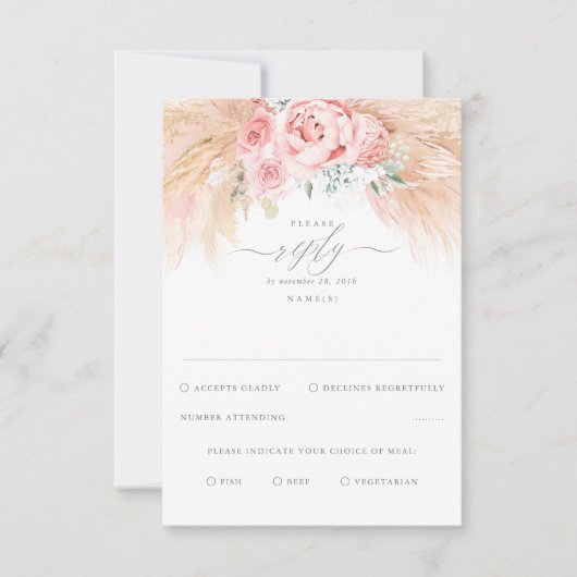 Blozende Roze Bloemen Exotische Trouw RSVP (Voorkant)