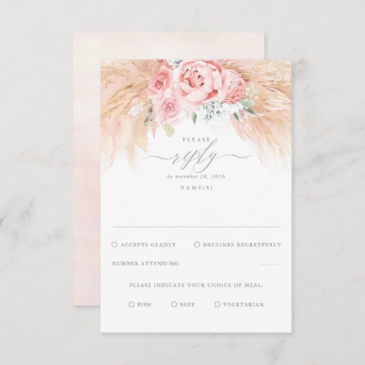 Blozende Roze Bloemen Exotische Trouw RSVP (Voorkant / Achterkant)