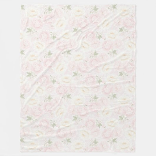 Blozende Roze Bloemen Fleece Deken (Voorkant)