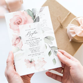 Blozende Roze Bloemen, Groene Bladeren, Boho, Bloe Kaart