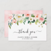 Blozende Roze Bloemen Moderne Botanische Bruidsaun Bedankkaart (Voorkant / Achterkant)