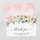 Blozende Roze Bloemen Moderne Botanische Bruidsdou Bedankkaart (Voorkant / Achterkant)