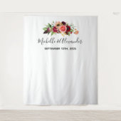 Blozende roze bloemen namen witte trouw wandkleed (Voorkant)