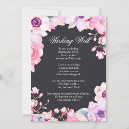 Blozende Roze Bloemen op Zwarte Wensput Kaart
