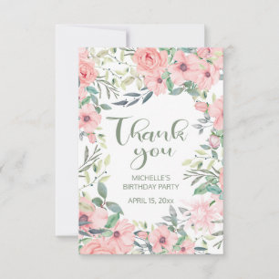 Blozende Roze Bloemen Saliegroene Bladeren Sweet 1 Bedankkaart