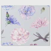 Blozende Roze Bloemenaquarel Cadeaupapier (Vlak)