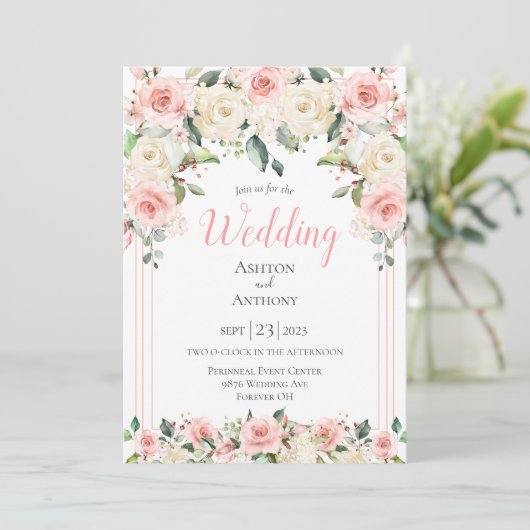 Blozende Roze Bloemengebruik Typografie Kaart (Staand voorkant)