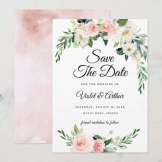 Blozende Roze Bloemenkrans Trouw Save The Date Kaart