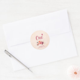 Blozende Roze Bloemenschildering in Waterverf Eers Ronde Sticker