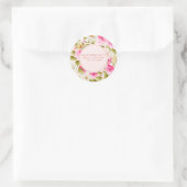 Blozende roze bloemetuin bloemen Bruids douche Ronde Sticker (Tas)