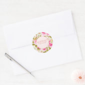 Blozende roze bloemetuin bloemen Bruids douche Ronde Sticker (Envelop)
