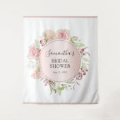 Blozende Roze Bloemige Bruidsmeisjesfeest Foto Ach Wandkleed (Voorkant)