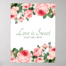 Blozende Roze Bloemige Bruiloft Liefde Is Zoet Fav