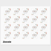 Blozende Roze Bloemige Cijfers Afstudeer Sticker (Vel)