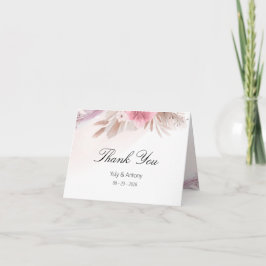 Blozende Roze Bloemige Dessert Roos Huwelijk Dankb Bedankkaart