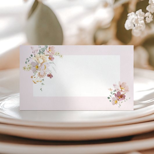 Blozende Roze Bloemige Elegant Plaatskaartje