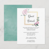 Blozende Roze Bloemige Geometrische Bruiloftsgast  Informatiekaartje (Voorkant / Achterkant)