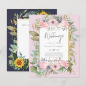 Blozende Roze Bloemige Groene Boho Bruiloft (Voorkant / Achterkant)