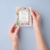 Blozende Roze Bloemige Groene Boho Bruiloft Flyer (Hand)