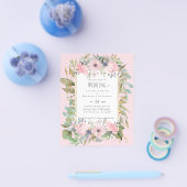 Blozende Roze Bloemige Groene Boho Bruiloft Flyer (Enkel)