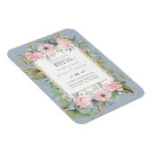 Blozende Roze Bloemige Groene Boho Bruiloft Magneet (Rechterzijde)