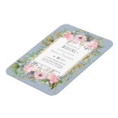 Blozende Roze Bloemige Groene Boho Bruiloft Magneet (Linkerzijde)