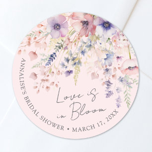 Blozende Roze Bloemige Liefde Bruiloft Feest Ronde Sticker