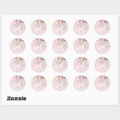 Blozende Roze Bloemige Liefde Bruiloft Feest Ronde Sticker (Vel)
