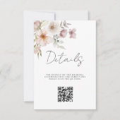 Blozende Roze Bloemige QR Code Huwelijksdetail Bij (Voorkant)