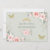 Blozende Roze Bloemige Salie Groene Quinceañera Fo Bedankkaart (Achterkant)