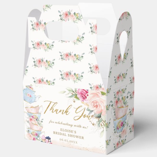 Blozende Roze Bloemige Theekrans Bruids Baby Showe Bedankdoosjes (Open)